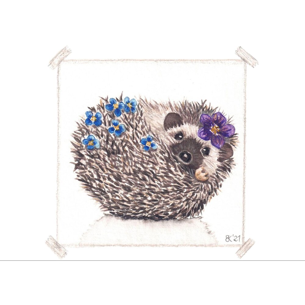 Igel mit Blüten
